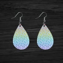 Teardrop shaped rainbow penis patterned earrings