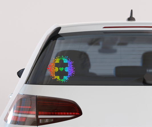 Rainbow Autism Puzzle Piece vinyl car decal bumper sticker