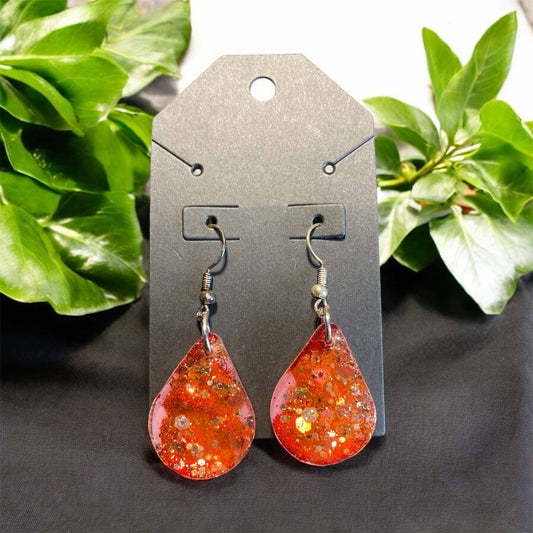 Red Lava and Gold Volcano Inspired Earrings