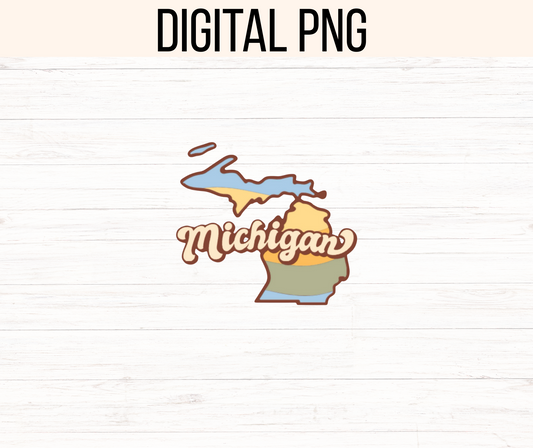 Retro Vintage State of Michigan Png