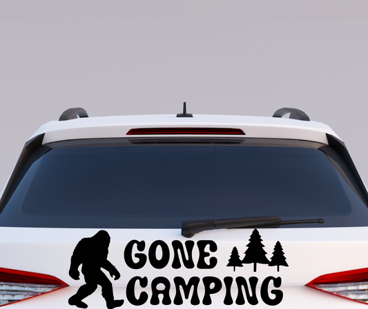 Sasquatch/Yeti/Bigfoot Gone Camping vinyl car decal bumper sticker