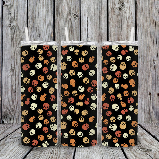 20 oz Skull Patterned Halloween Tumbler