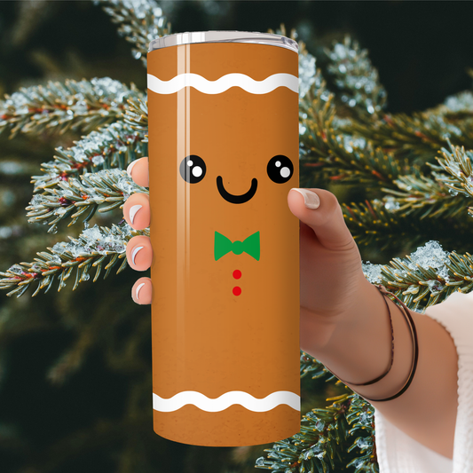 Smiling Gingerbread Man Tumbler | Festive Cookie Holiday Cup