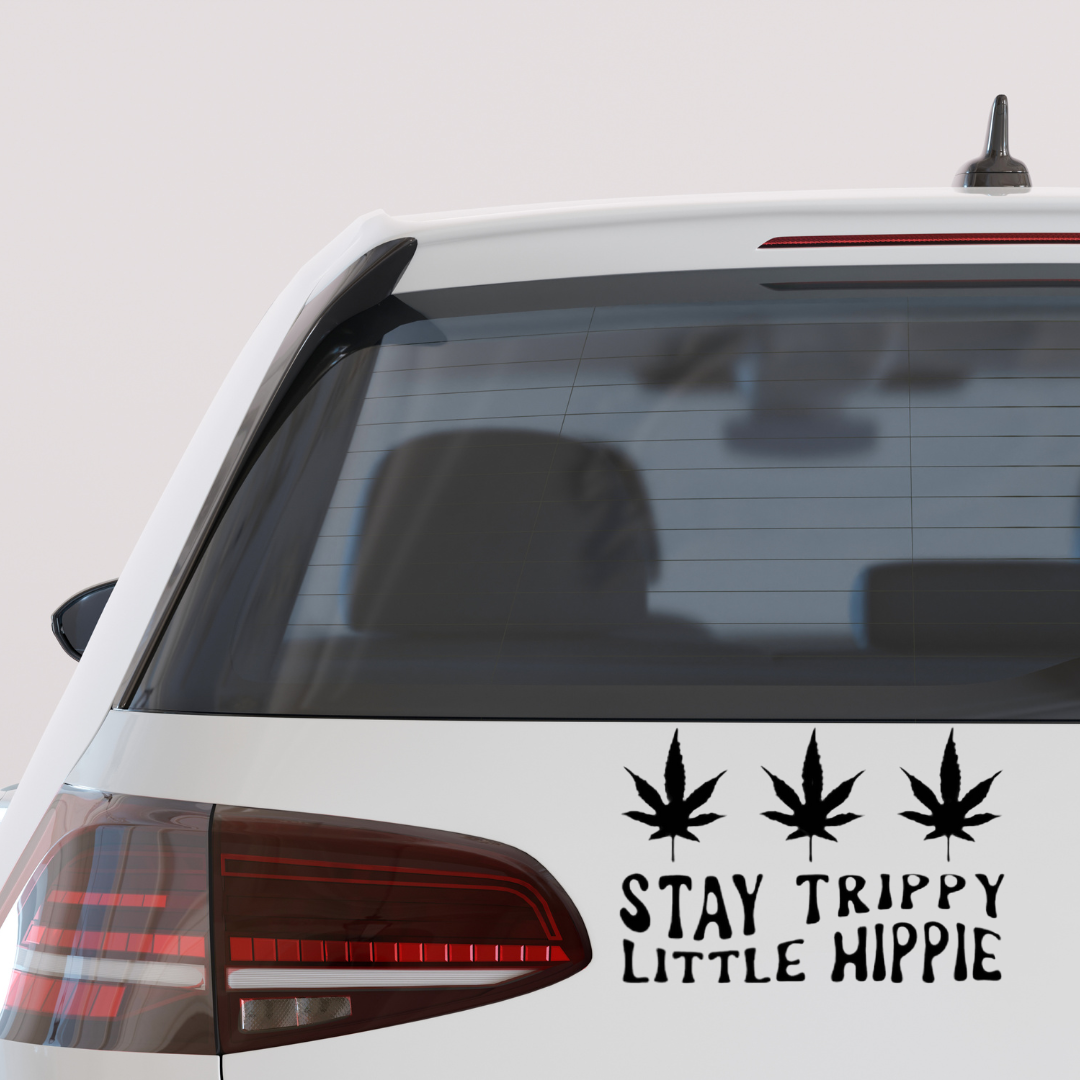 Stay Trippy Little Hippie vinyl decal – boho retro hippie sticker for cars, laptops, tumblers, or windows