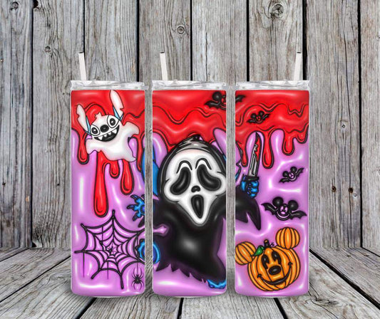 20 oz Halloween-themed designs on a wooden surface.