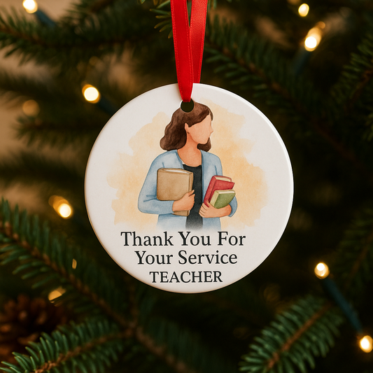 Teacher Christmas Ornament – Watercolor Educator Appreciation Gift