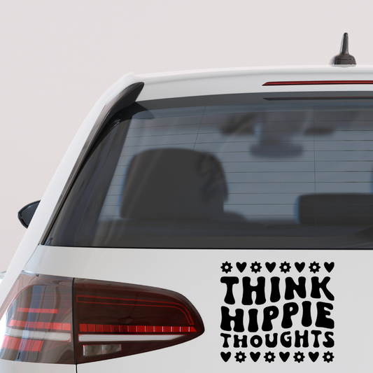 Think Hippie Thoughts vinyl car decal bumper sticker. 