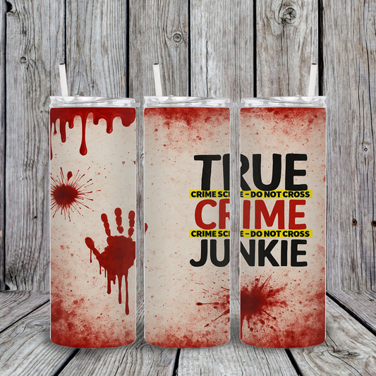 True Crime Junkie Crime Scene Halloween Tumbler