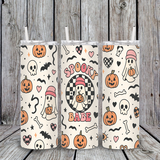 "Spooky Babe" Retro Ghost Halloween Tumbler
