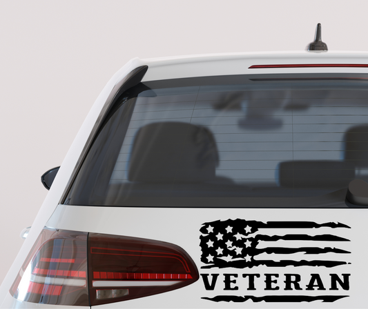 Veteran Flag vinyl car decal bumper sticker