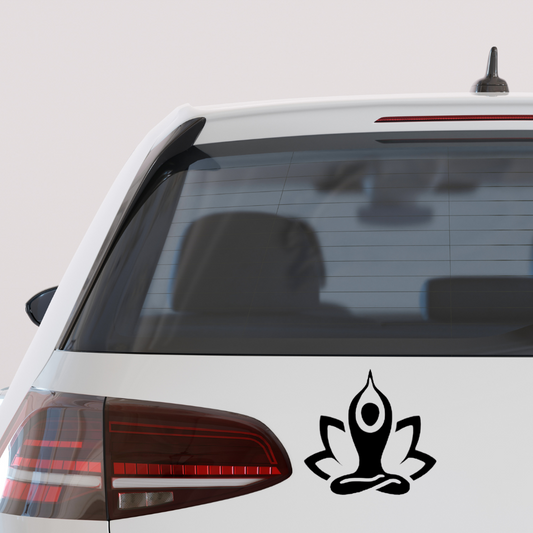 Yoga Pose with Lotus Flower vinyl car decal bumper sticker